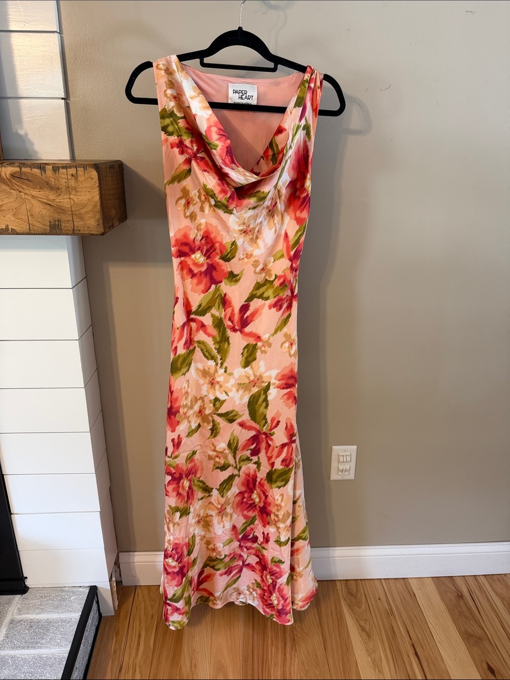 Pink Floral Cowl Neck Maxi Dress
